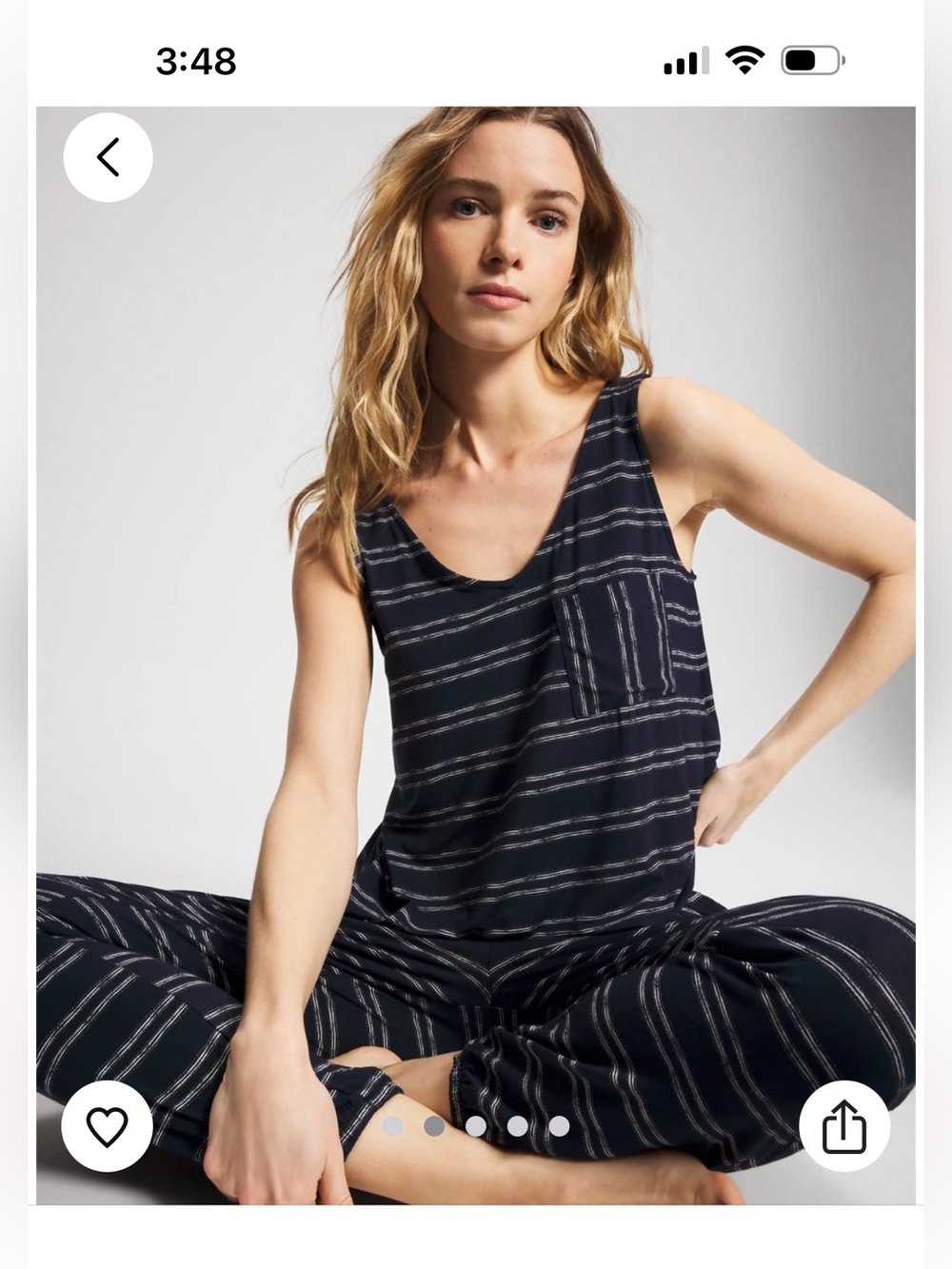 Soma Cool Nights Navy Striped Tank & Pajama Pant Set